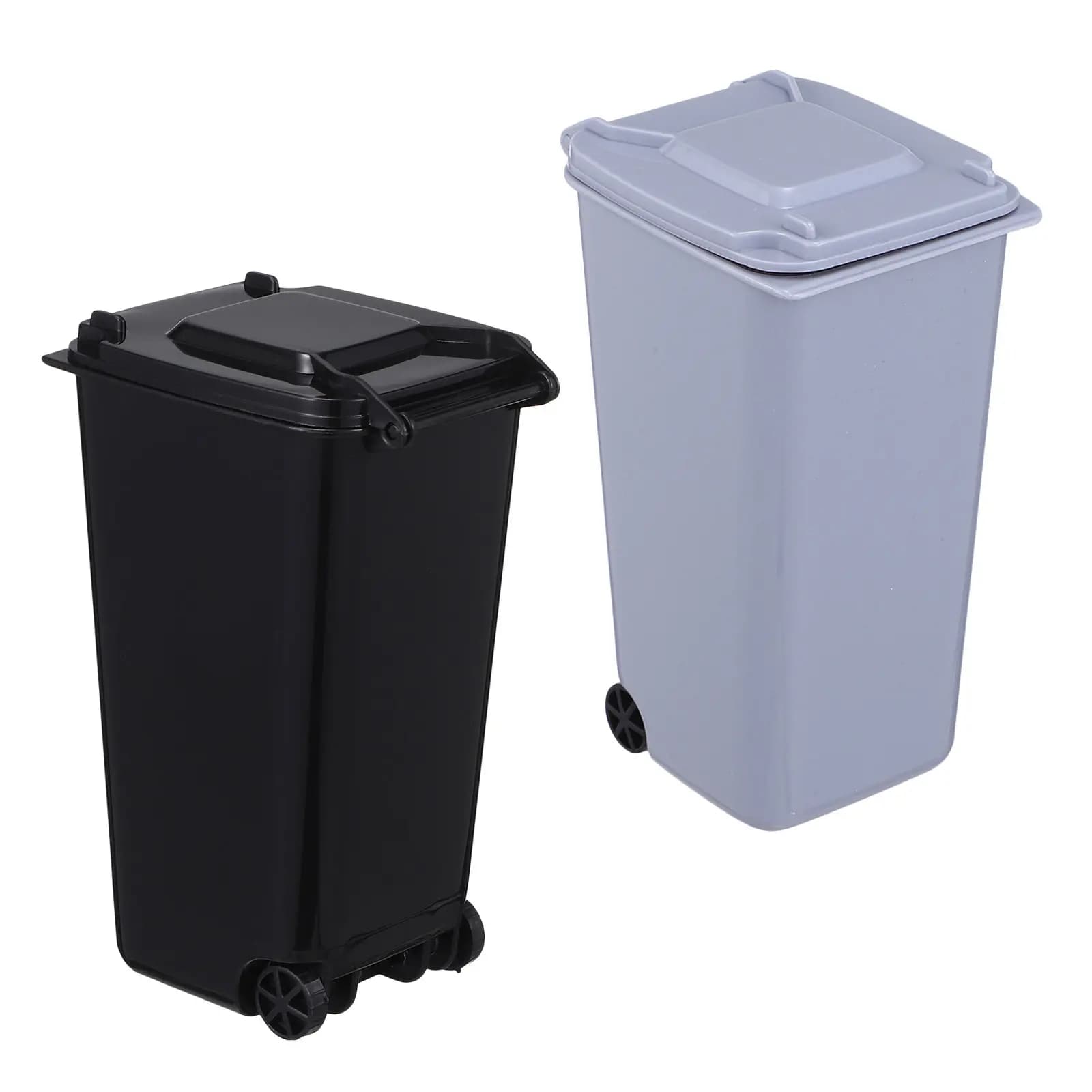 2Pcs Mini Wastebasket Plastic Desktop Trash Can Small Portable Countertop Waste Paper Basket for Office Study Bedroom Modern