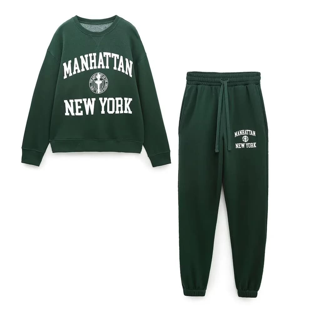 Winter New Product Women's Casual Versatile Printed Long Sleeve Hoodie High Waist Printed Running Pants