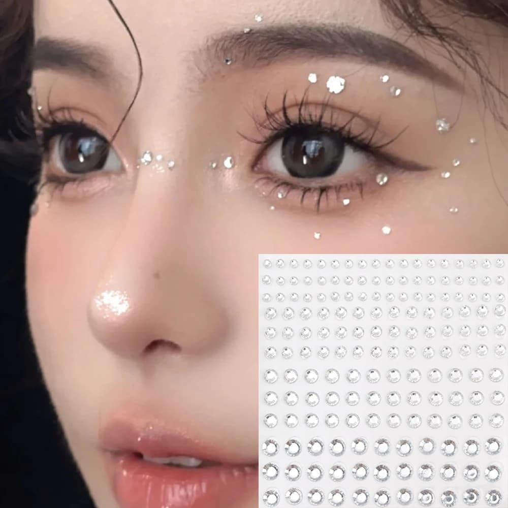 3D Face Eyes Party Makeup Tattoo Sticker Acrylic Diamond Rhinestones Sticker Self-adhesive Mixed Crystal Face Decoration Sticker