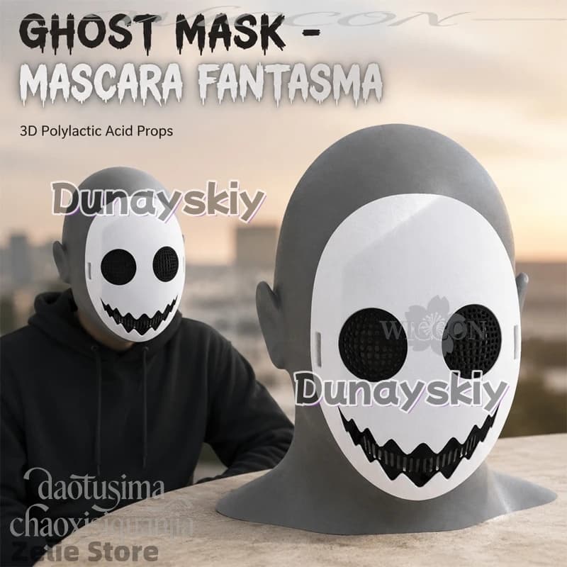 GHOST MASK MASCARA FANTASMA 3D Polylactic Acid Mask Props 2026 Halloween New Cosplay Accessories Halloween Party Roleplay Cos