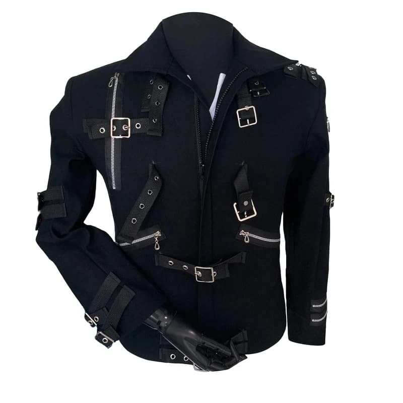 Michael Jackson cosplay Costume BAD Punk Jacket Black Slim BAD Jacket Costume Clothing for Man Adore Stars Impersonator