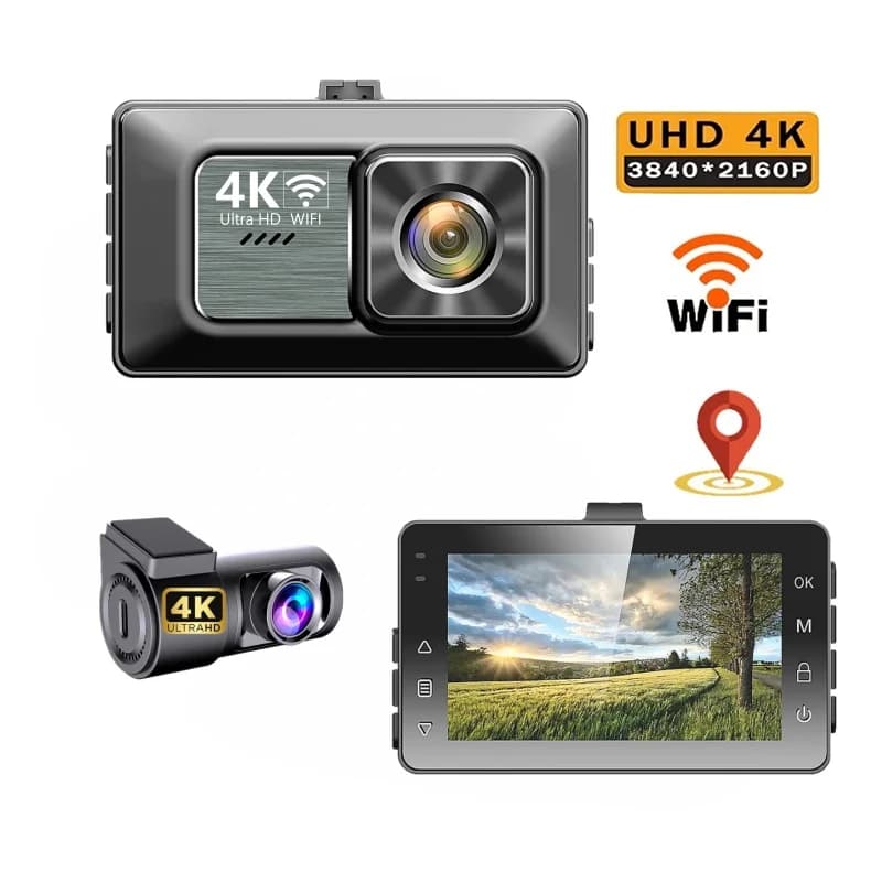 Dash Cam 3 inch 4K + 4K camera for Dashcam for GPS cars WiFi 24 hours Parking monitor Night vision Dvr Front and rear video recorder