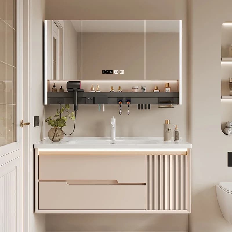 Mobiletto Salvaspazio per Bagno con Specchio, Armadietto Sottolavabo, Organizzatore per Armadio, Cassetti Espositivi, Archivio, Arredamento per Salone