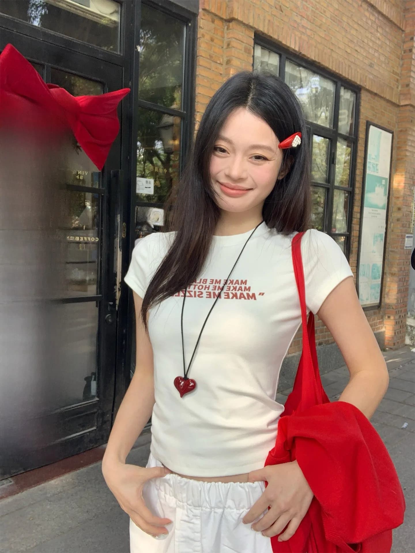 Summer New Style Women's Short Sleeve T-Shirt Letter Print Slim Fit Hot Girl Korean Style round Neck Commute Wind White