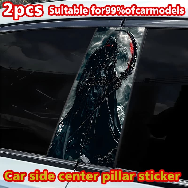 2 car B mount stickers, custom scratch resistant Grim Reaper stickers