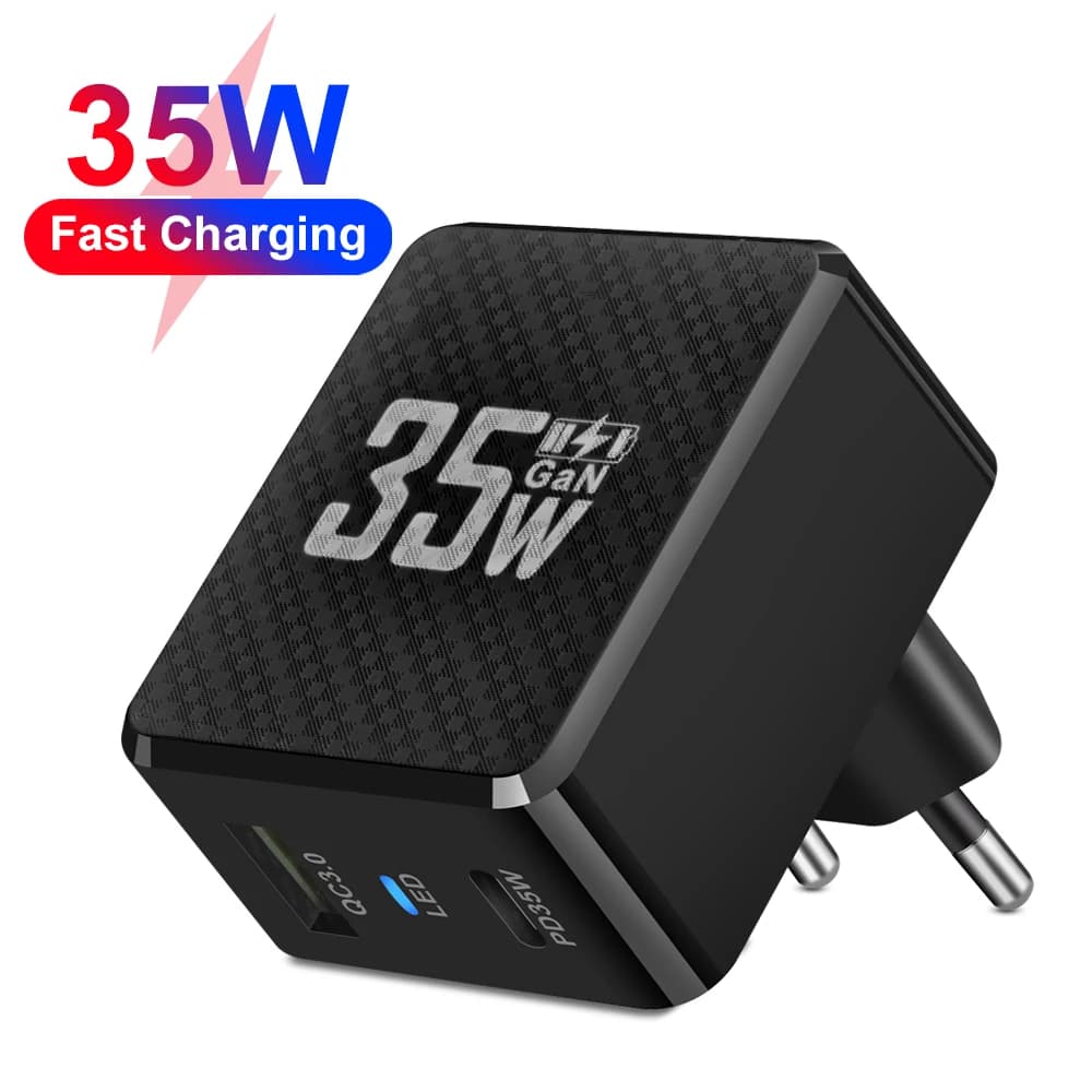 35W GaN USB C Charger PD Type C QC3.0 Fast Charging Charger Travel Wall Adapter for iPhone Xiaomi Samsung Poco KR/EU/US/UK Plug