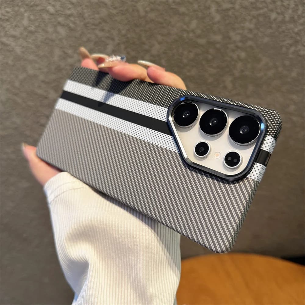 Colorful Kevlar Carbon Fiber Magnetic Case for Samsung S26 S24 S25 Ultra S23 Plus, Compatible with Wireless Magsafe Charging