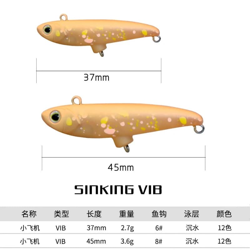 Swolfy 4pcs 37mm/2.7g 45mm/3.6g Mini Micro VIB Sinking Pencil Bottom Jump Artificial Bait Small Stream Lures For Minnow Trout