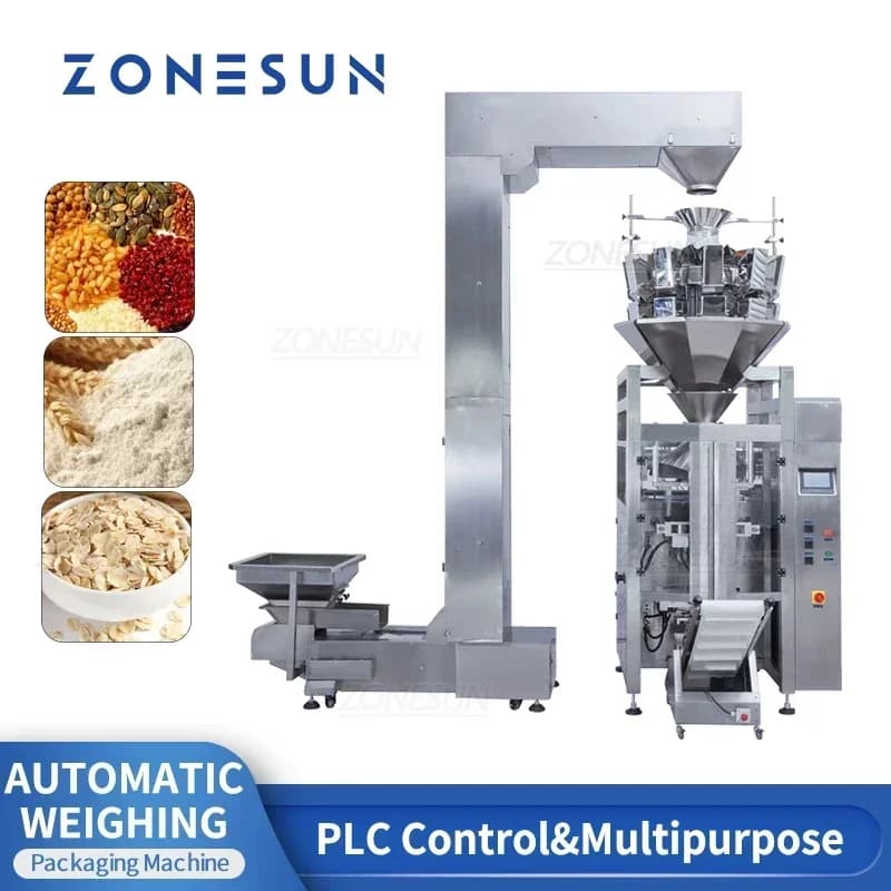 ZONESUN Automatic 10 Heads Rice Particles Packaging Coffee Beans Powder Weighing Filling Machine ZS-FS420