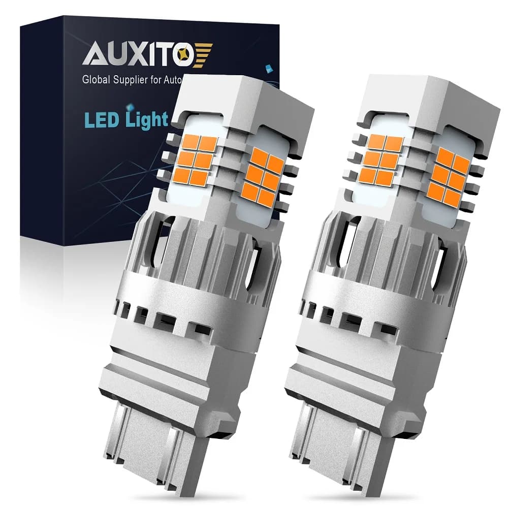 AUXITO 2 pz 3157 T25 P27W LED indicatori di direzione ambra giallo Canbus auto anteriore freccia posteriore luci P27/7W 3156 LED indicatore luminoso