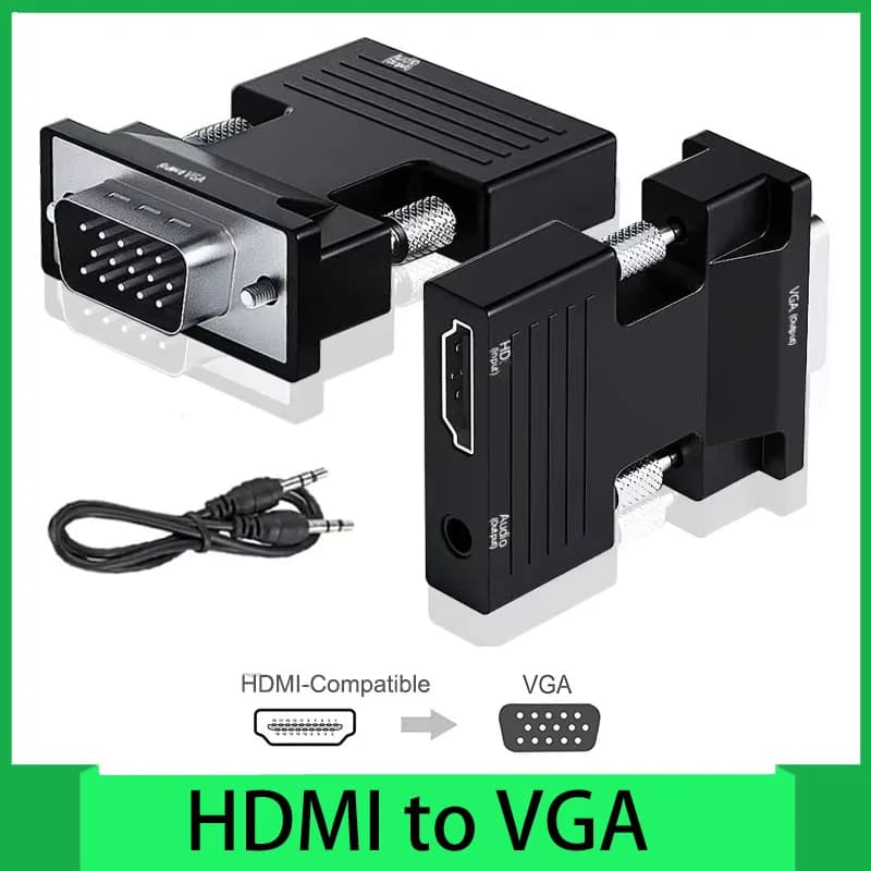 HDMI-compatible to VGA Adapter HD 1080P with 3.5mm Audio Cable For PC Laptop TV Box Projector HDMI-compatible to VGA Converter