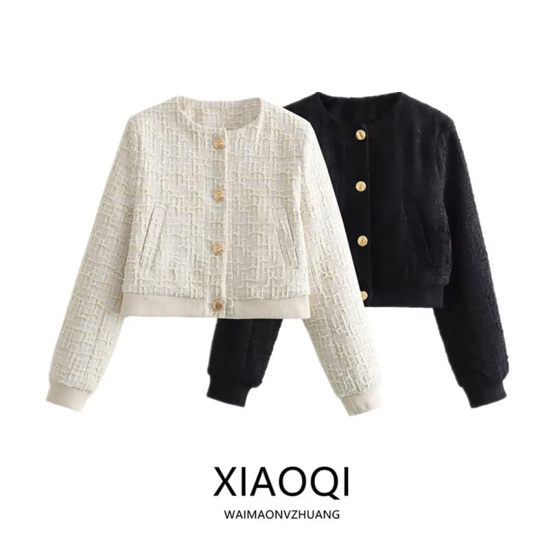 Spring 2024 Women's Slim Fit Short Pilot Jacket Texture Versatile Outerwear Straight Cut Regular Thickness Other Material 100%