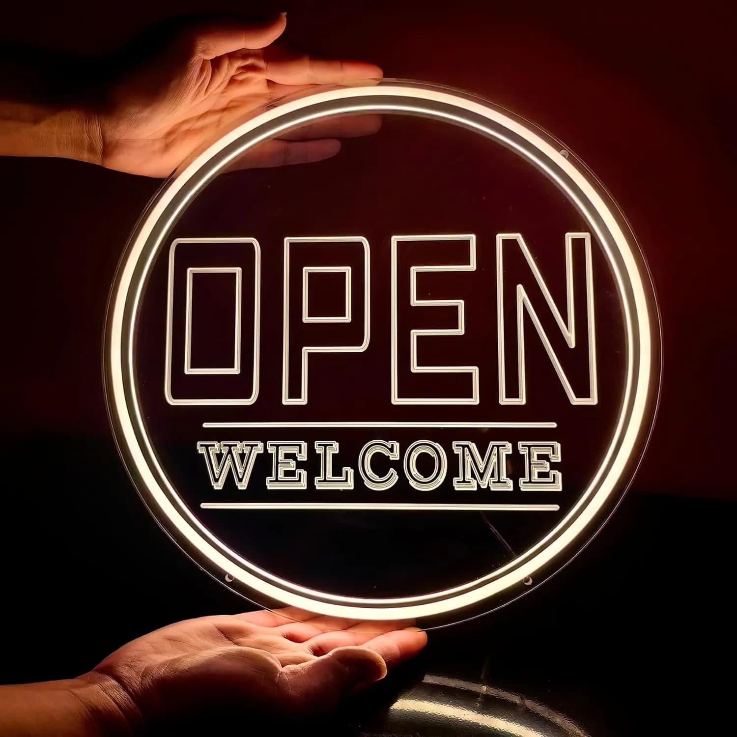 Insegne al neon di benvenuto aperte Insegna al neon a LED Insegne al neon illuminate per porte aziendali Finestre Caffetteria Decorazioni per finestre di negozi