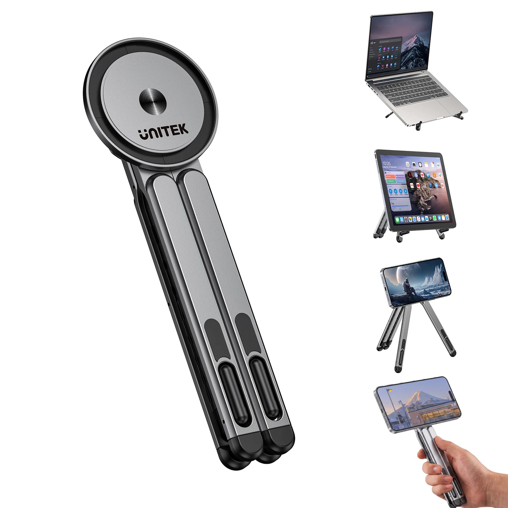 New Mag-Fold Magnetic Portable Stand 8 Height Adjustable Foldable Aluminum Handheld Stabilizer for iPhone iPad 13-16 Inch Laptop