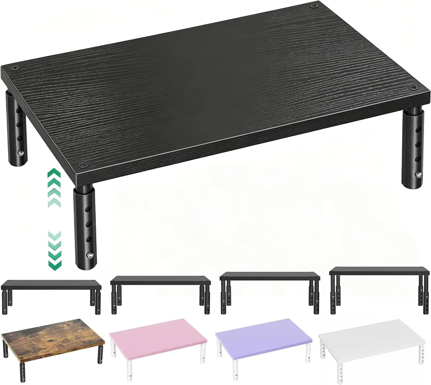 Supporto Regolabile per Monitor, Stand Ergonomico in Legno a 4 Livelli per Laptop, Organizzatore per Scrivania e Ufficio Domestico
