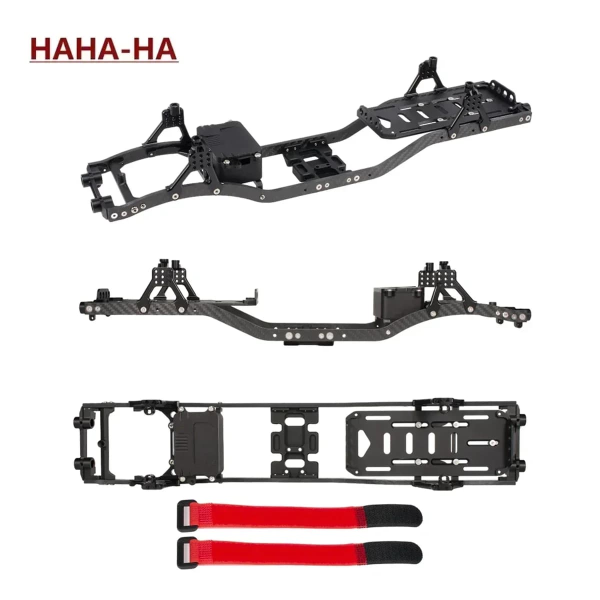 1/10 RC Crawler Chassis con guide in fibra di carbonio da 4.3mm Brace in alluminio vassoio batteria SCX10 Skid Plate torri d'urto regolabili