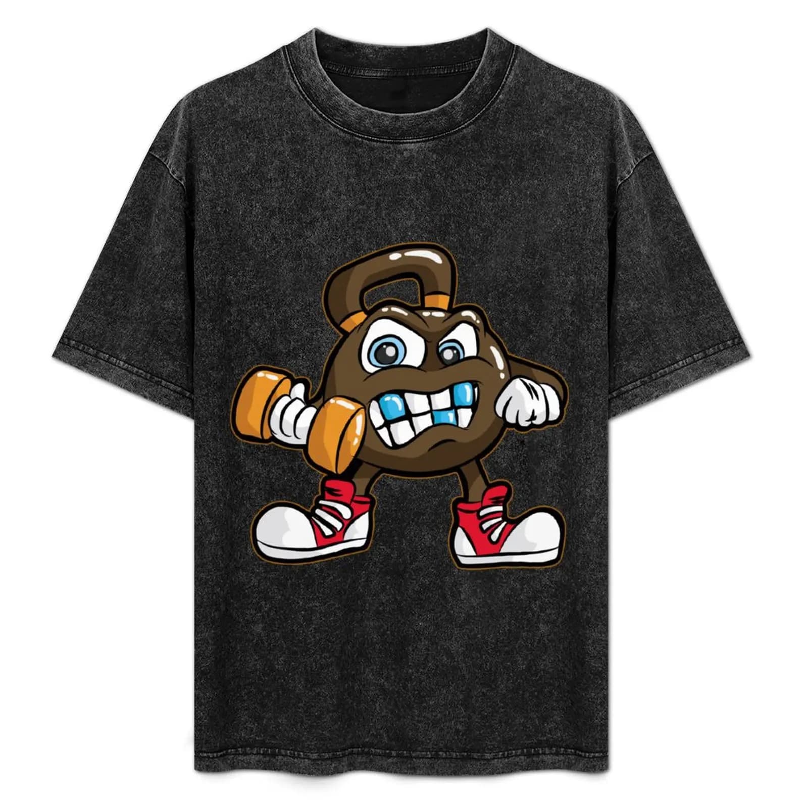 T-shirt con stampa kettlebell, pesi, manubri e bilanciere, taglia L, traspirante