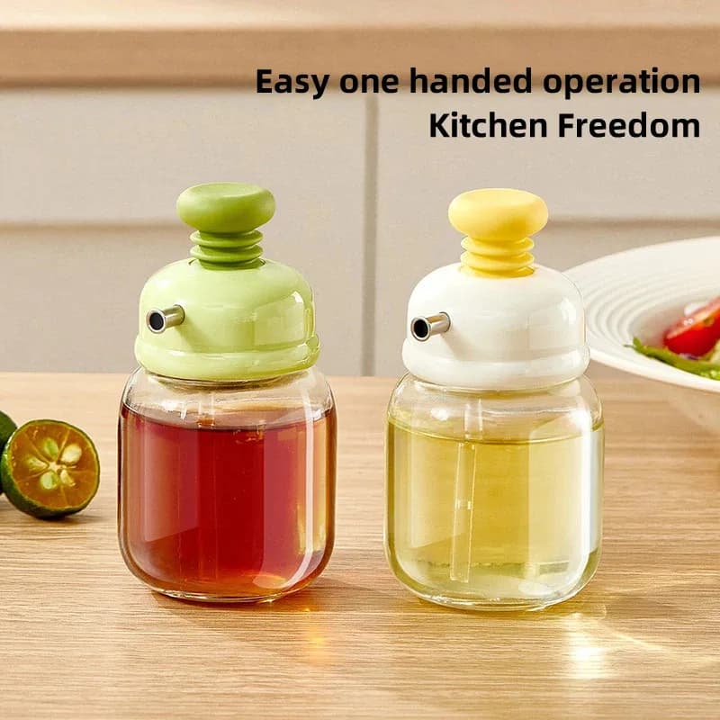 Mini vaso per olio quantitativo, bottiglia per il controllo dell'olio, bottiglia per condimenti in vetro, bottiglia per olio tipo pressa da cucina, bottiglia per erogazione di condimenti