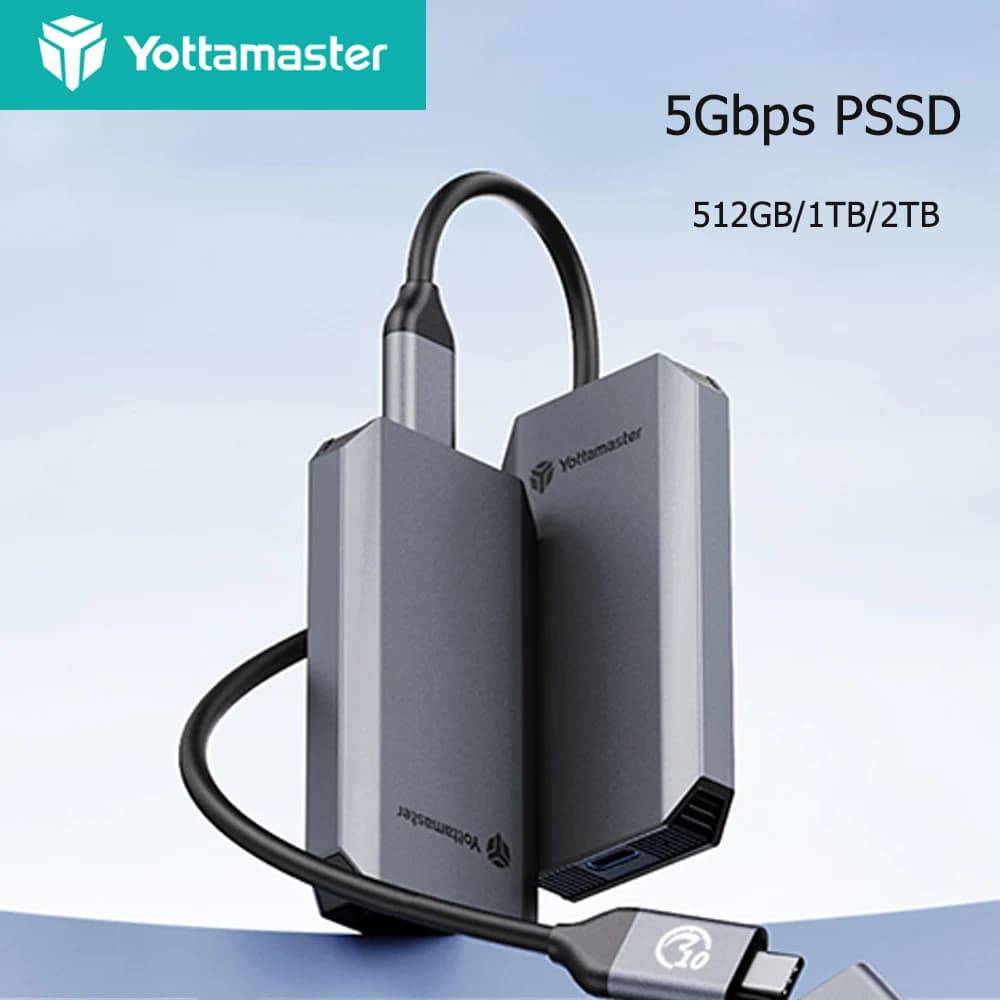 Yottamaster YM5 PSSD SSD portatile 512 GB 1 TB 2 TB Tipo C 500 Mb/s Disco a stato solido esterno 5 Gbps mSATA Disco rigido PC in alluminio