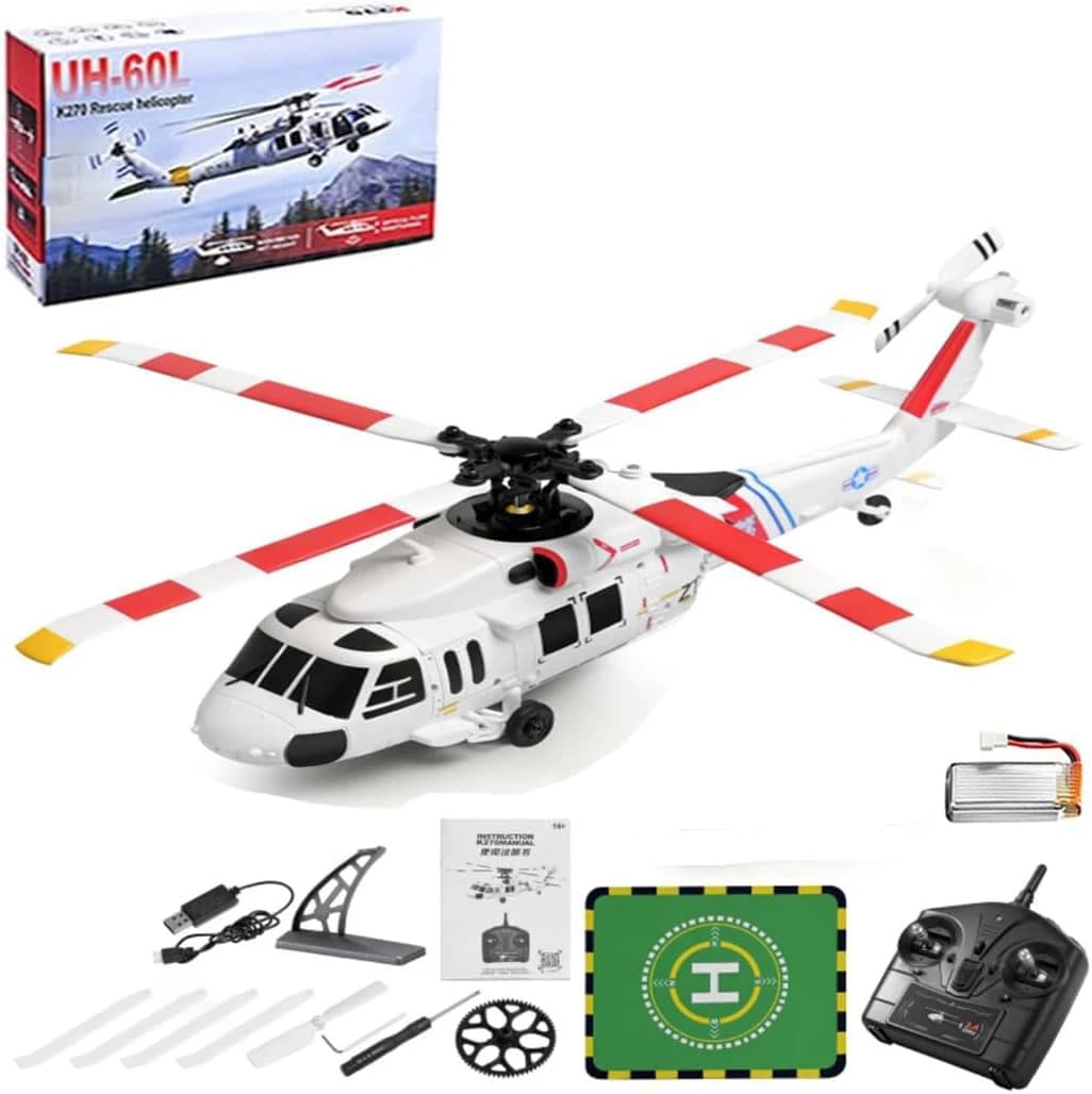 Elicottero RC WLtoys K270 UH-60L 2.4Ghz 4CH 4-Rotori Senza Flybar con Posizionamento Ottico e Acceleratore Regolabile L/R