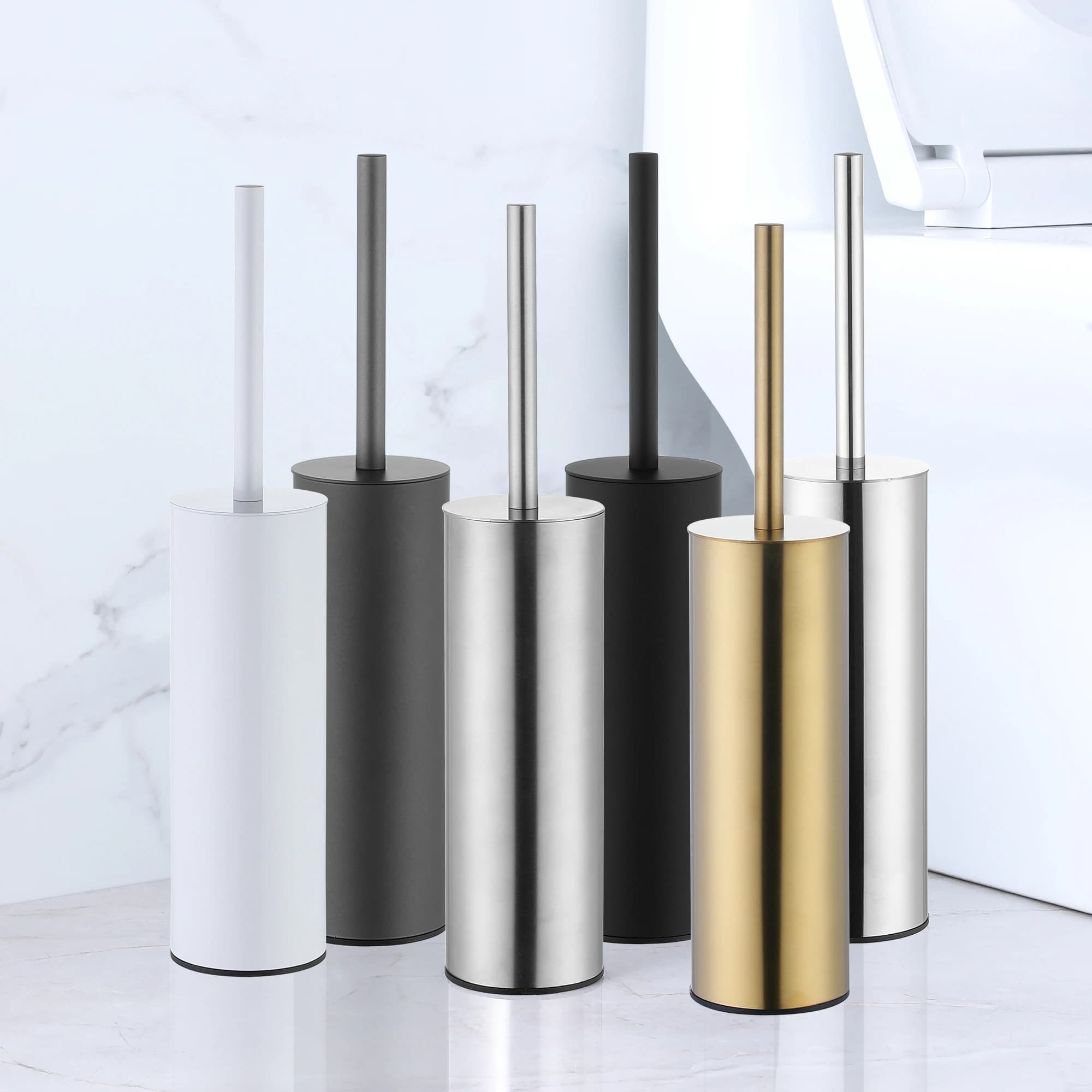 Circular type Stainless Steel Toilet Brush Bathroom Cleaning Brush Holder with Toilet Brush Wall-mounted and floor-standing type