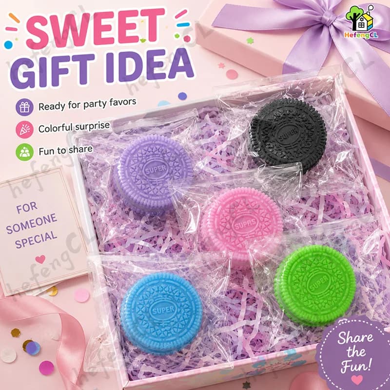 SUPER Cookie TPR Squishy ASMR Fidget Toy 5 Colors Mini Portable Stress Relief Sensory Squeeze Toy Kids Party Classroom Gift