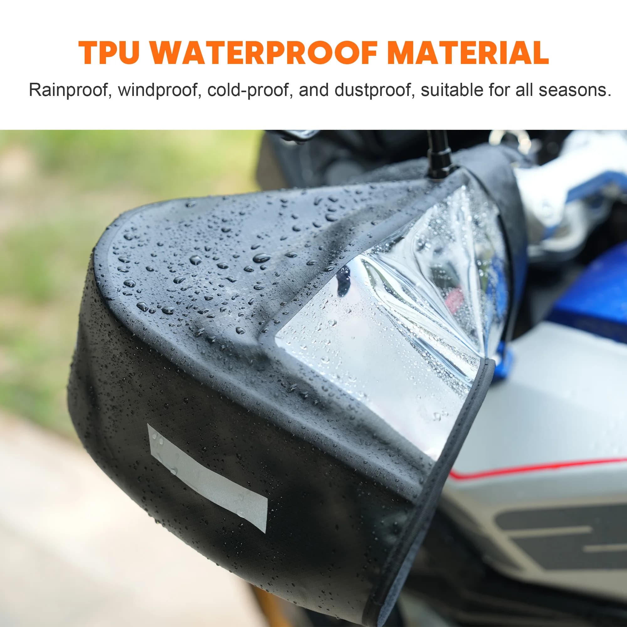 Motour Travel Motorcycle Handlebar Covers Waterproof Warm Rainproof Wind Resistant E-bike Scooter Riding Thermal Hand Gloves