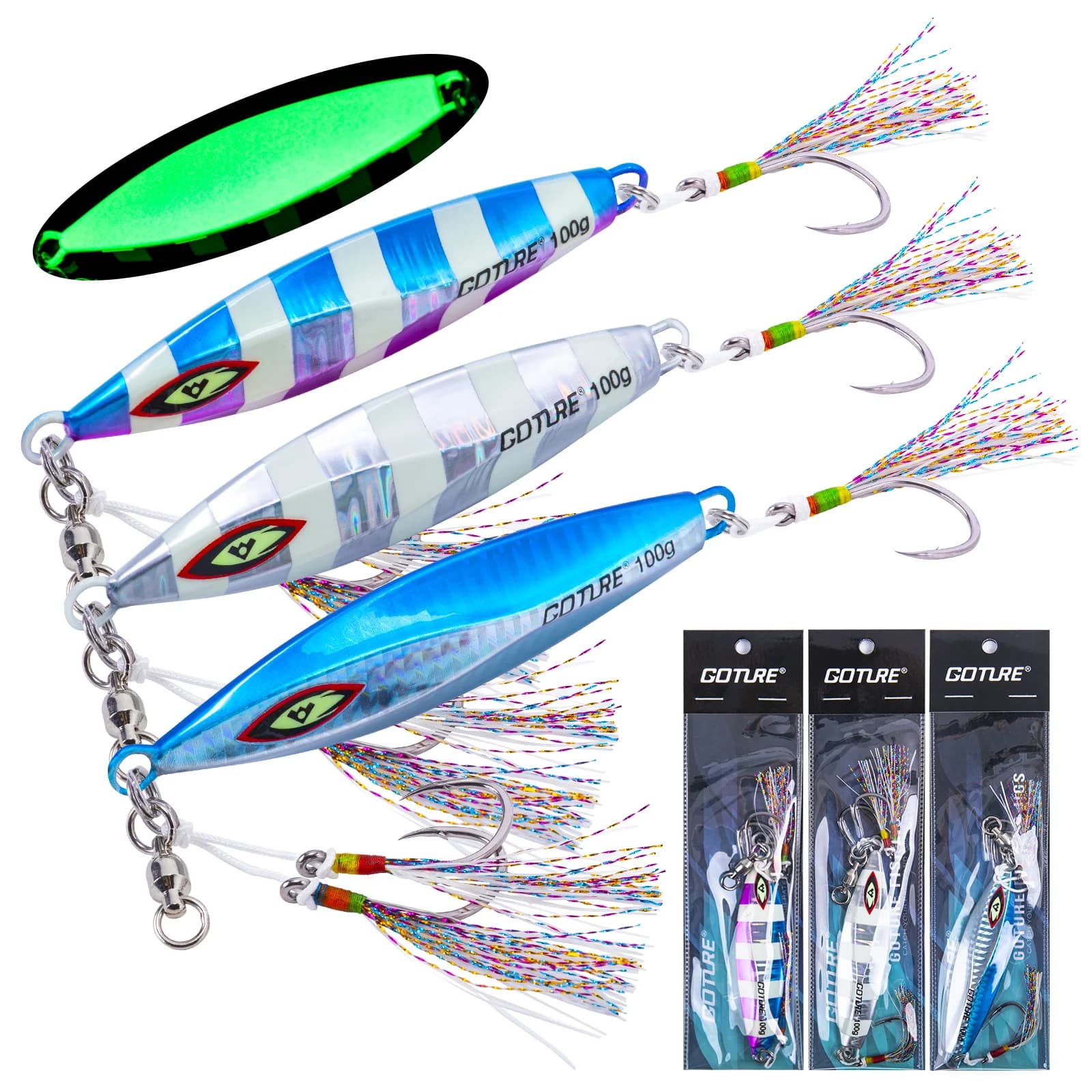 Goture NUOVO Affondamento Lento Metallo Jig Richiamo di Pesca 100g 200g 250g Lungo Casting Cucchiaio Jigging Esca Acqua Salata Artificiale Esca Dura
