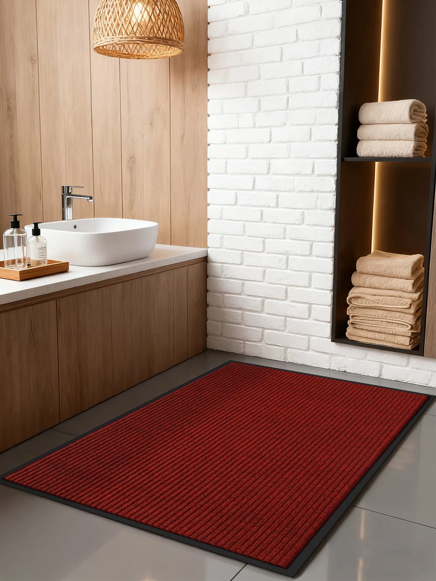 Tappetino da bagno antiscivolo assorbente per l'acqua Tappeto da ingresso per WC domestico Rimozione della polvere Tappeto moderno a forma di L rettangolare quadrato in PVC