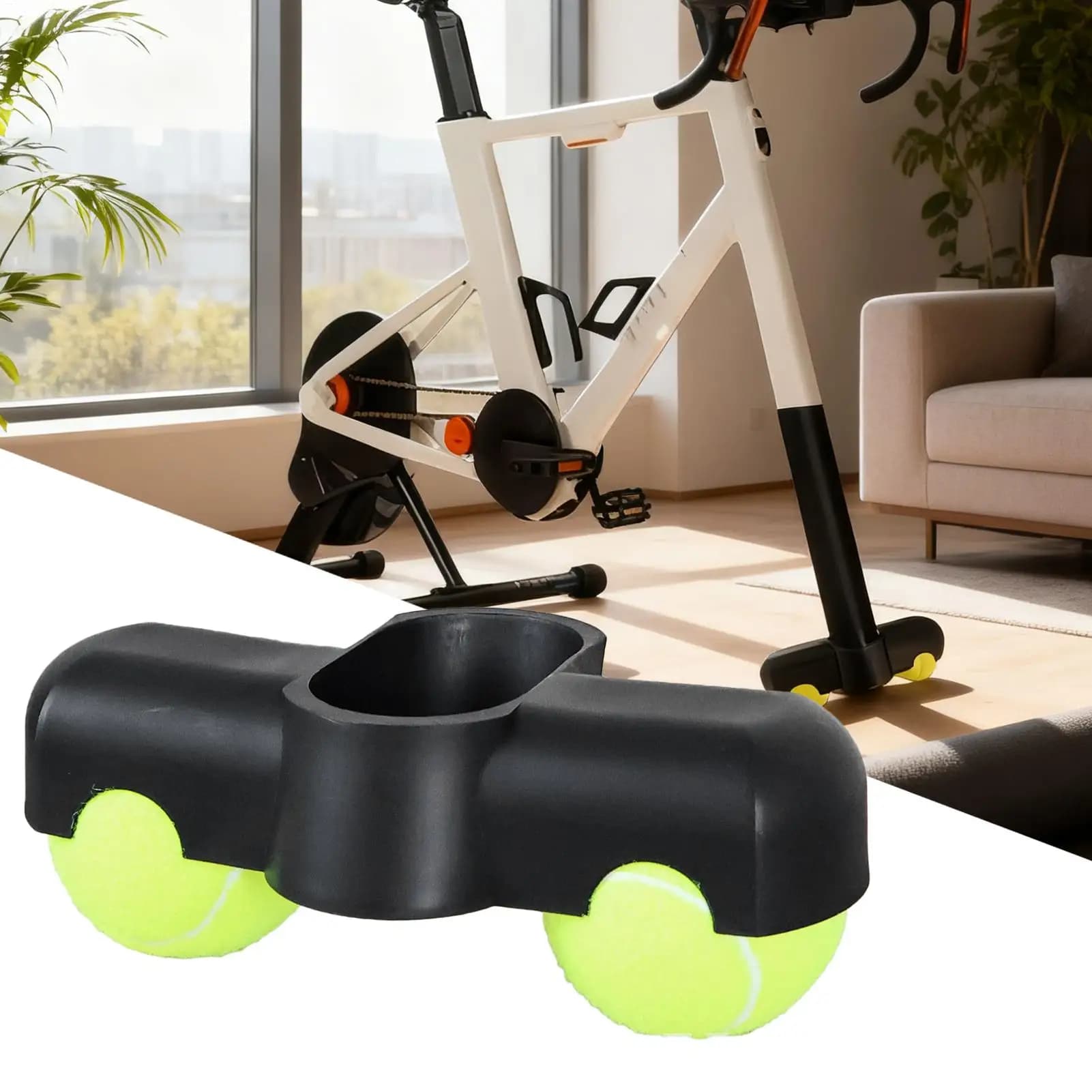 Piedini oscillanti per bicicletta a forma di palla da tennis, accessori ciclismo anti-attrito con 2 palline da tennis per interni