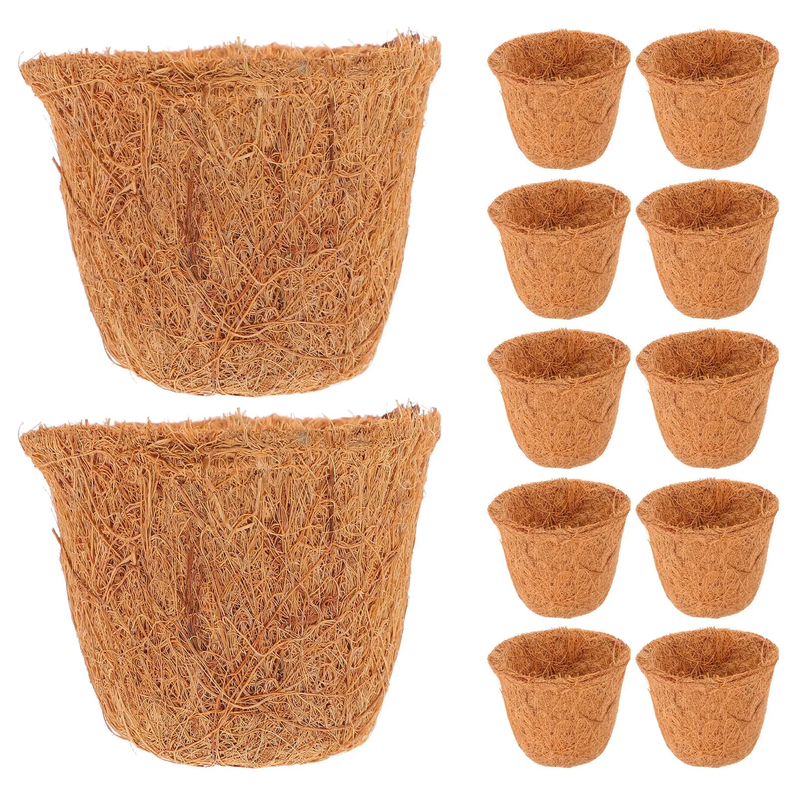 12Pcs Coconut Fiber Liner Plant Pot Insert Natural Rustic Succulent Planter Basket Lightweight Portable Garden Flower Pot