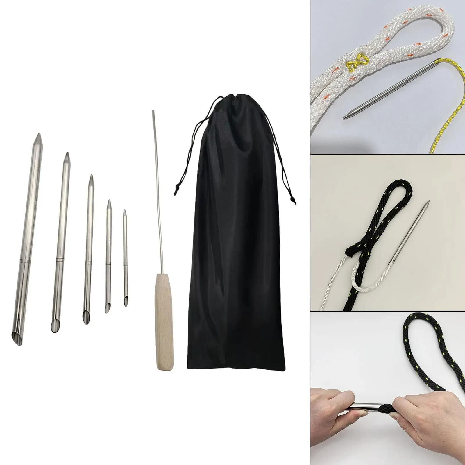 Strumento di giunzione della corda per doppio occhio a treccia Kit di giunzione della corda con superficie liscia per la nautica, la vela marina, la pesca, l'arrampicata