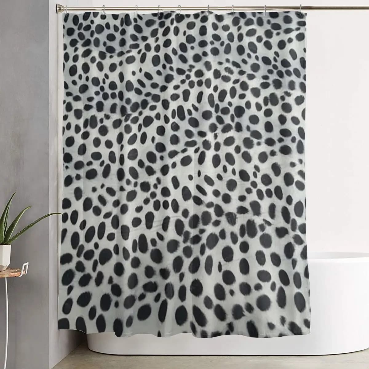 Tenda da doccia con texture di cane dalmata, tende da bagno impermeabili in poliestere con ganci