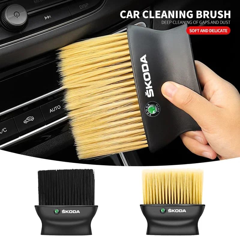 Spazzola morbida per la pulizia dell'auto, strumenti per la rimozione della polvere interna, per Skoda Fabia Superb Yeti Octavia Rapid Kodiaq Mk3 A4 A6 A7 2 3 A5 Kamiq