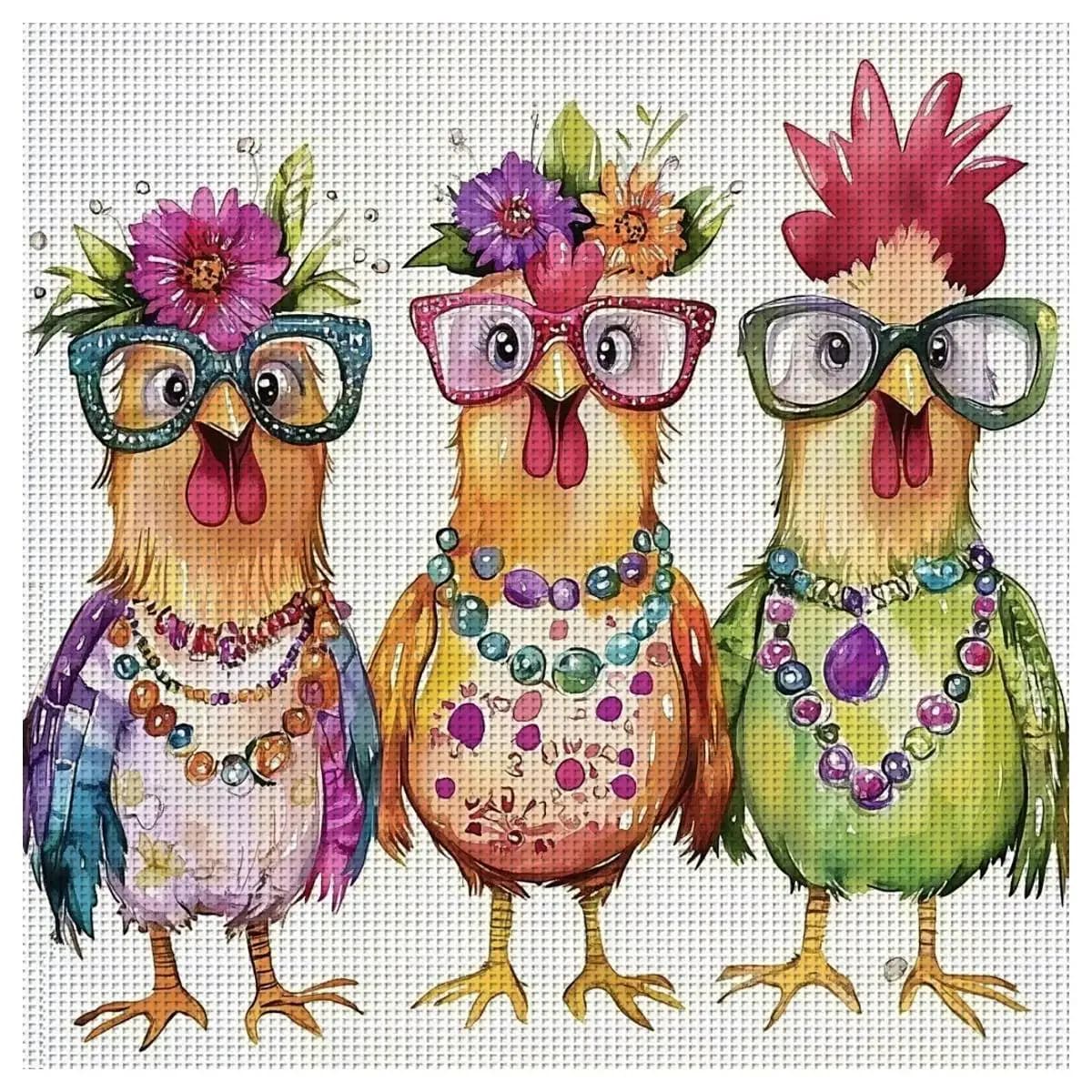1 pz 40X40 CM/15.74 pollici Tre polli timbrati kit punto croce kit FAI DA TE 11CT/14CT FAI DA TE set Ricamato FAI DA TE set punto croce