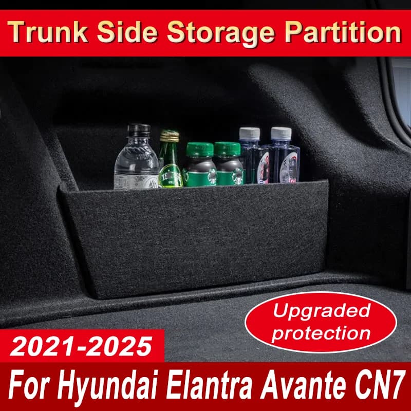 Ricambi Auto Per Hyundai Elantra Avante CN7 2021 ~ 2025 Auto Addensare Tronco Parizione Laterale Partizione di Stoccaggio Scatola di Immagazzinaggio Multifunzione