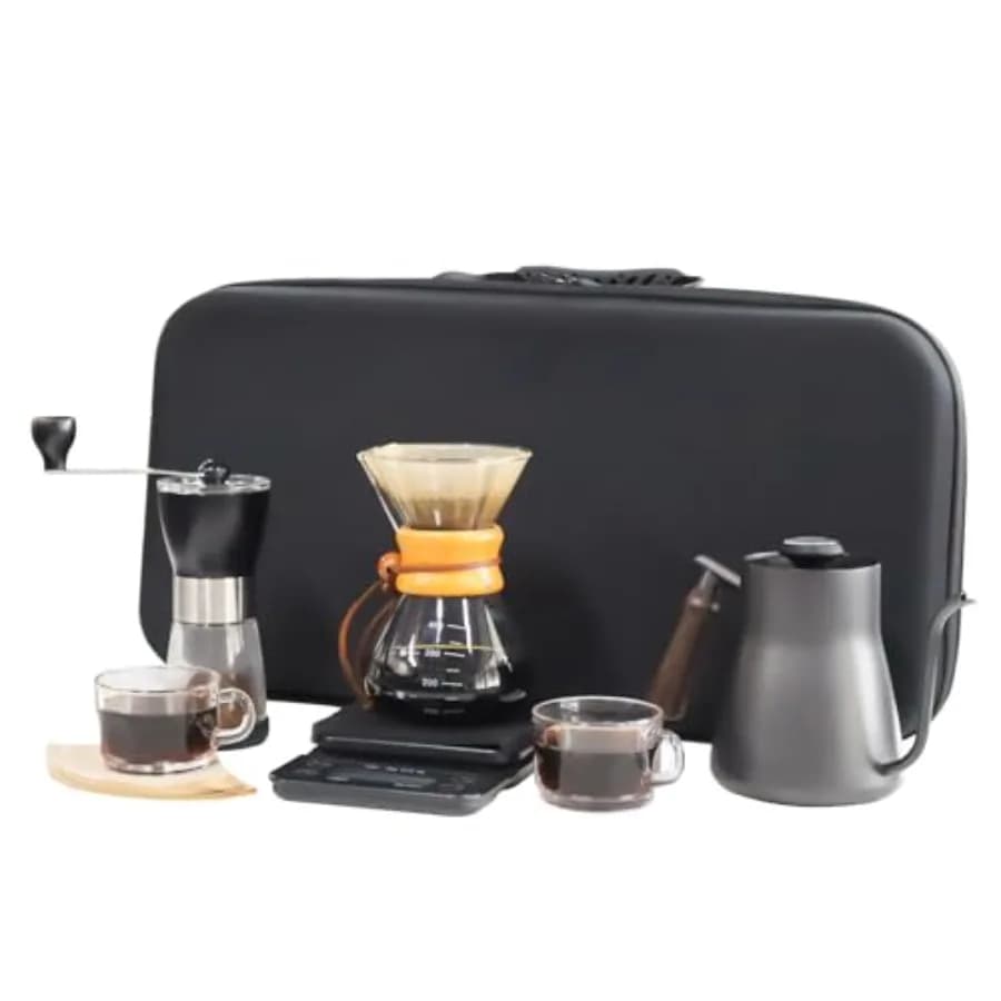 Portable pour over coffee maker dripper set for travel camping office home car hiking: stainless steel black compact and leak-p