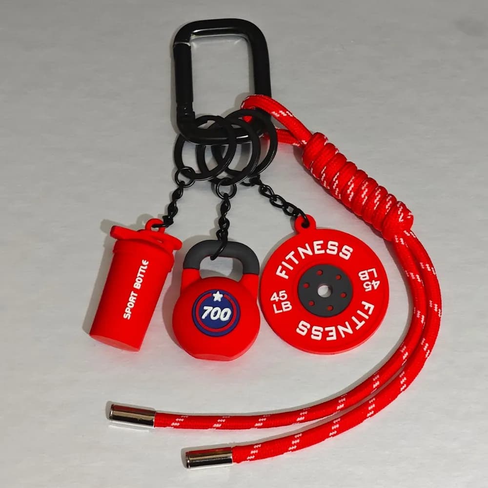 Mini Barbell Keychain Kettlebells Rectangular Buckle Simulation Manubri Keyring Bag Creative Charm