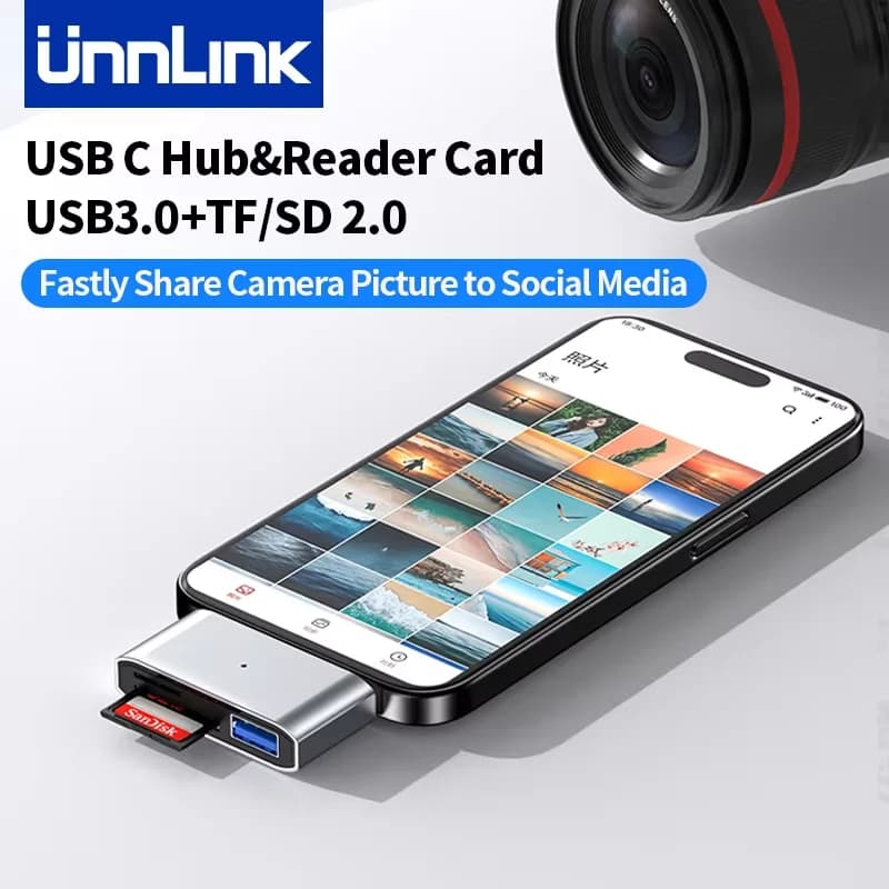 Unnlink USB3.0 Hub Tipo C a USB SD TF Lettore di schede USB 3.0 2.0 Estensione Splitter Dock Station per adattatore OTG del telefono