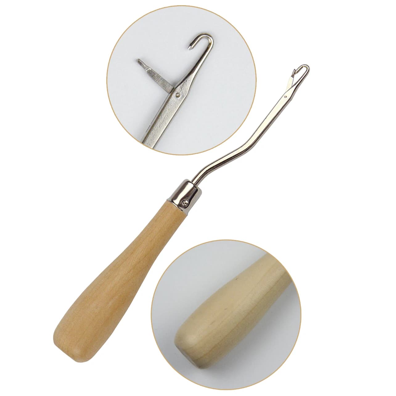 2 Pezzi Uncinetto con Manico in Legno per Tappeti e Artigianato, Strumento Ergonomico per Extension di Capelli e Dreadlocks