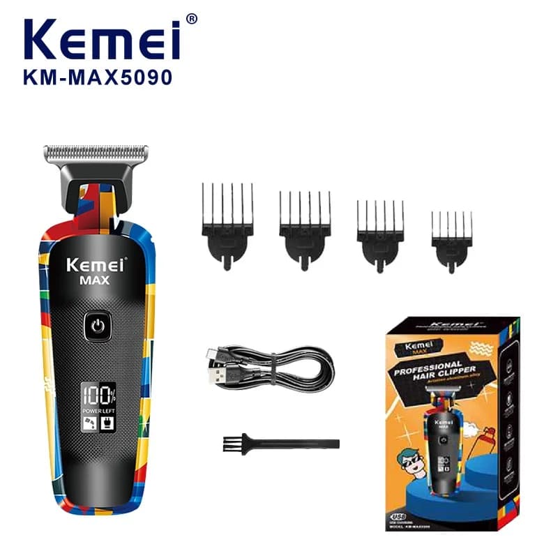 Kemei KM-MAX5090 Tagliacapelli Elettrico Multifunzione, Rasoio per Capelli Domestico con Stampa Graffiti, Rasoio Elettrico USB per Uomo