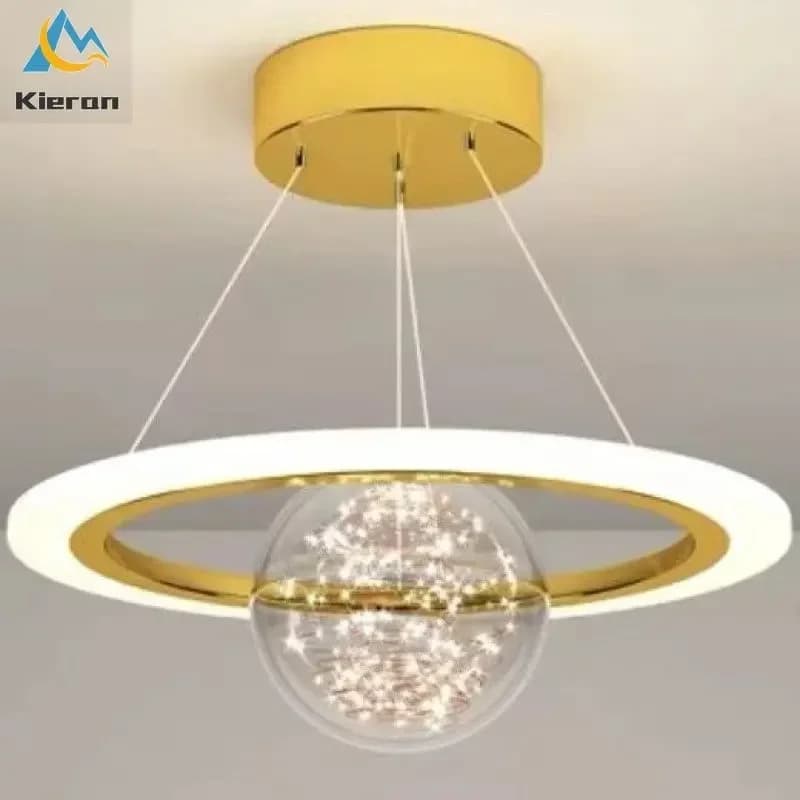 Nordic Modern Creative Saturn LED Chandelier Bedroom Study Dining Room Bedside Pendent Lamp Living Room Decorated Circular Lamps