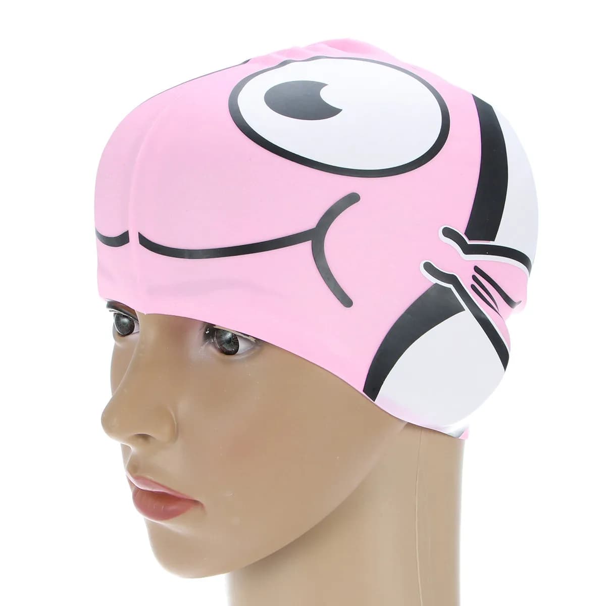 Silicone swim cap for children, model fish cartoon, light and breathable, for children and girls from 3 to 11 years, protection