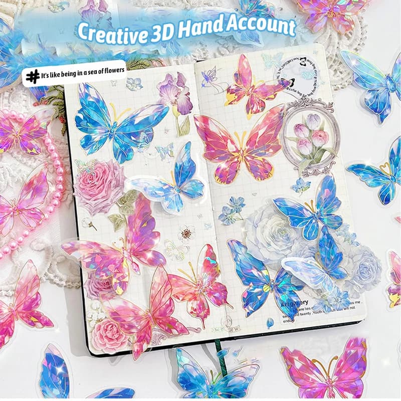 Una confezione da 20 fogli adesivi graffiti cartoni animati con fiori di inchiostro trasparente adesivi decorativi fai da te adesivi per notebook per chitarra per telefono