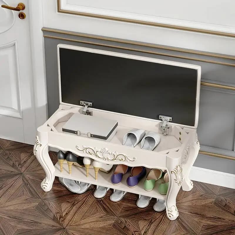 Panca Scarpiera di lusso Organizzatore di stoccaggio nordico Soggiorno Scaffale per scarpe Camera da letto in legno con sedile Gabinete Calzolai Mobili