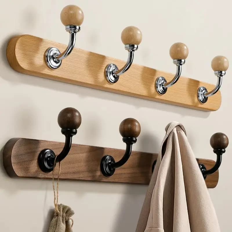 Japanese Style Solid Wood Hanging Clothes Rack Entrance Hooks Furniture Black Walnut Wood Bedroom Doorway Coat Rack Hangers