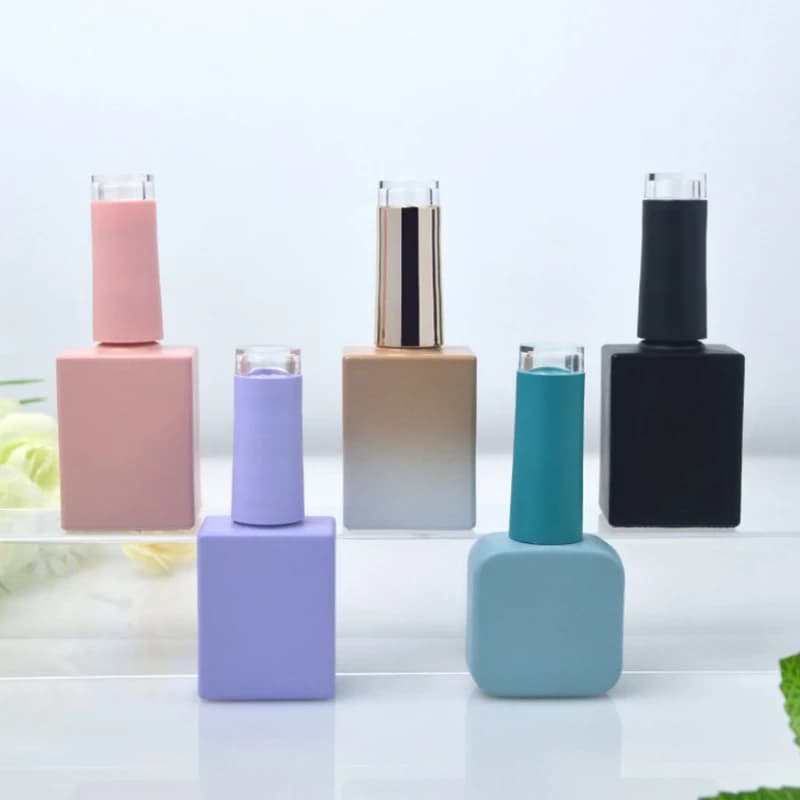 Flacone vuoto per smalto 10ML 15ML contenitore cosmetico vetro rosa nero con un coperchio pennello bottiglie di vetro per unghie con flacone di olio per pennelli