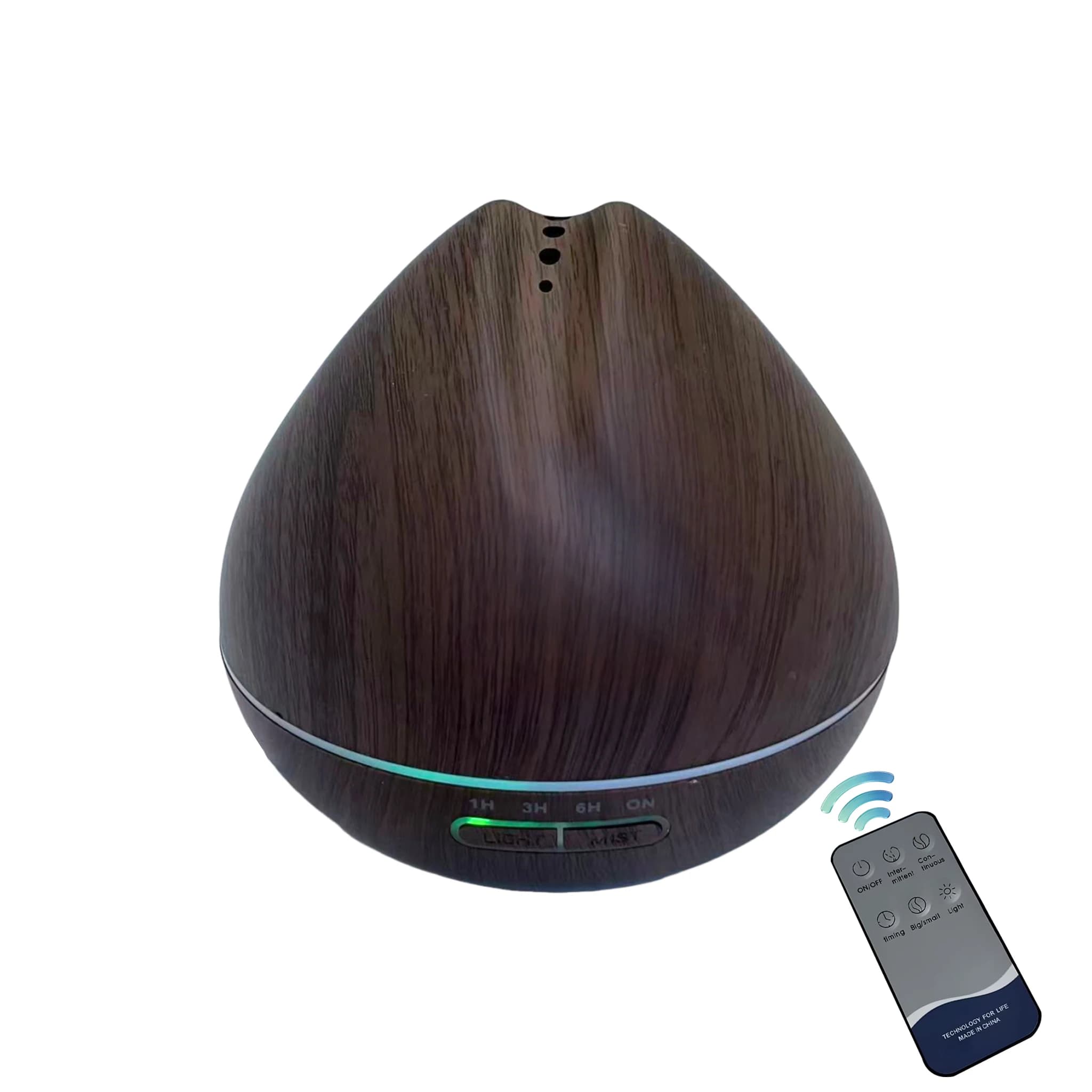 Diffusore di Oli Essenziali da 500ml, Umidificatore Aromatico a Ultrasuoni con Telecomando, Effetto Legno, Luce LED a 7 Colori, Timer, Nebbia Fredda per Casa