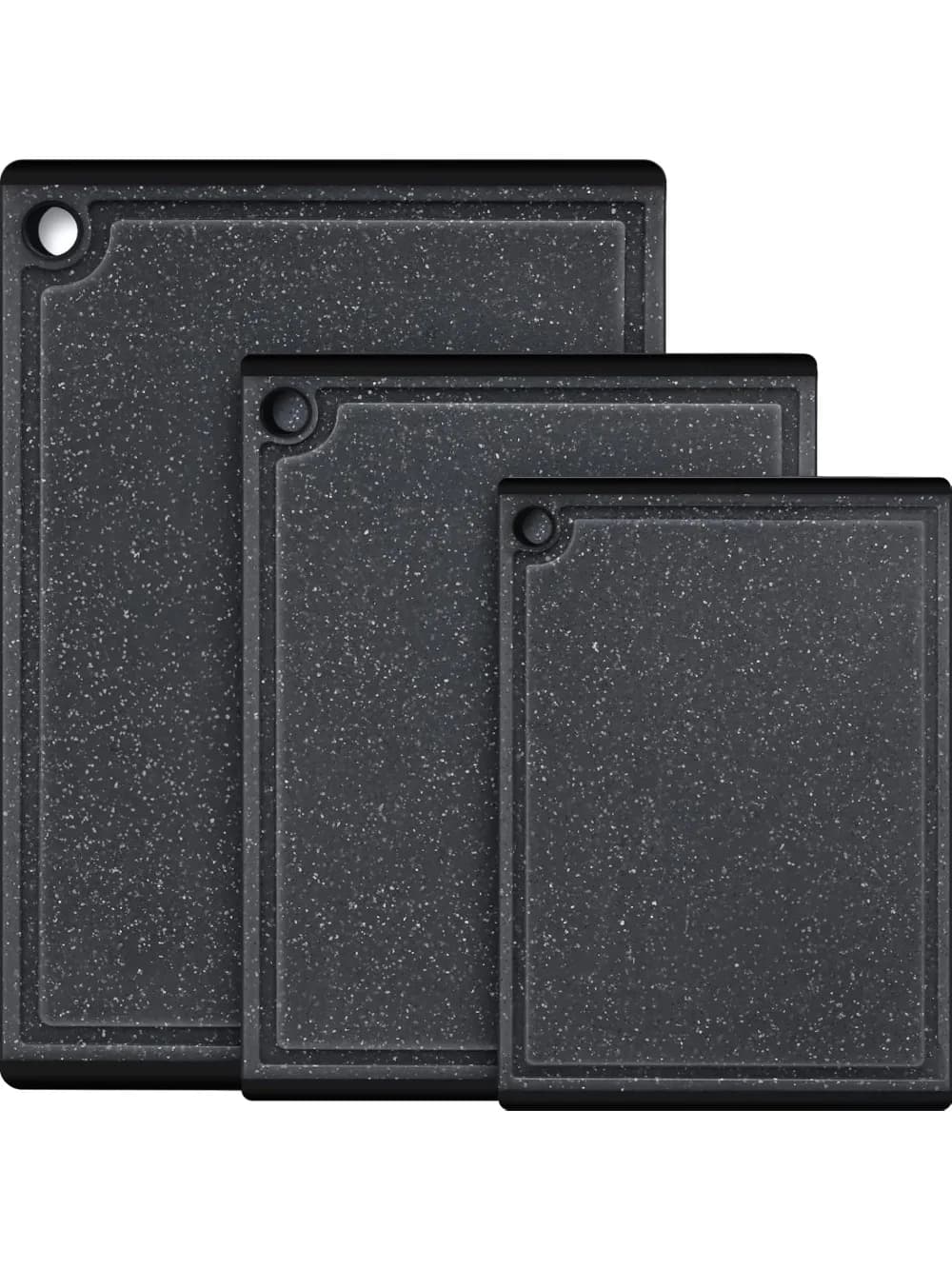 Set tagliere in plastica da 3 pezzi, lavabile in lavastoviglie con piedini antiscivolo e scanalature per succhi