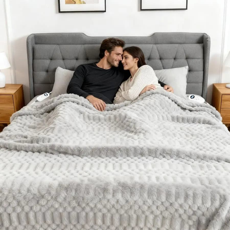 Coperta king size, coperta elettrica riscaldamento 90x100 con doppi controller, riscaldamento rapido con 12 livelli di calore amplificatore 12 ore di spegnimento automatico